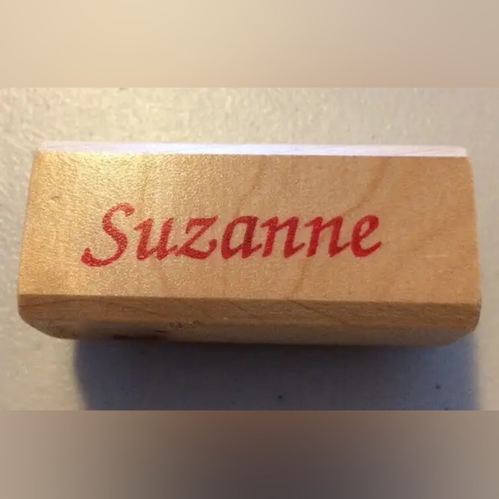 $3 Add-On Rubber Stamp Personalized Name Stamp “Suzanne” Wood Craft Supplies